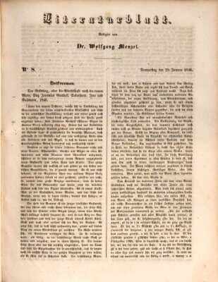 Morgenblatt für gebildete Leser. Literaturblatt (Morgenblatt für gebildete Stände) Donnerstag 29. Januar 1846