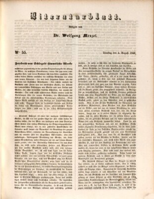 Morgenblatt für gebildete Leser. Literaturblatt (Morgenblatt für gebildete Stände) Dienstag 4. August 1846