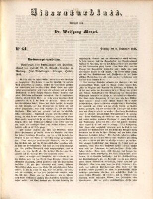 Morgenblatt für gebildete Leser. Literaturblatt (Morgenblatt für gebildete Stände) Dienstag 8. September 1846