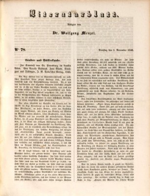 Morgenblatt für gebildete Leser. Literaturblatt (Morgenblatt für gebildete Stände) Dienstag 3. November 1846