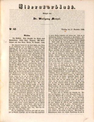 Morgenblatt für gebildete Leser. Literaturblatt (Morgenblatt für gebildete Stände) Dienstag 17. November 1846