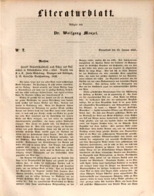 Morgenblatt für gebildete Leser. Literaturblatt (Morgenblatt für gebildete Stände) Samstag 23. Januar 1847