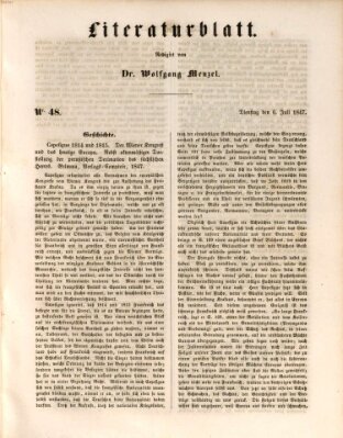 Morgenblatt für gebildete Leser. Literaturblatt (Morgenblatt für gebildete Stände) Dienstag 6. Juli 1847