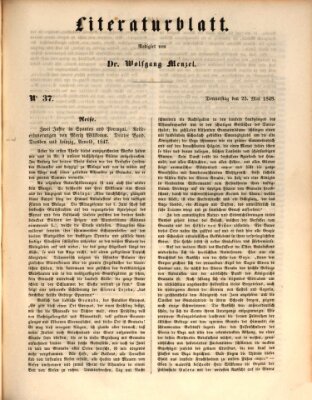 Morgenblatt für gebildete Leser. Literaturblatt (Morgenblatt für gebildete Stände) Donnerstag 25. Mai 1848
