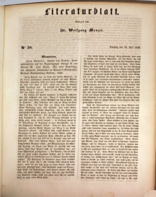 Morgenblatt für gebildete Leser. Literaturblatt (Morgenblatt für gebildete Stände) Dienstag 30. Mai 1848