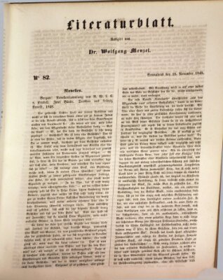 Morgenblatt für gebildete Leser. Literaturblatt (Morgenblatt für gebildete Stände) Samstag 18. November 1848