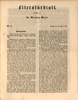 Morgenblatt für gebildete Leser. Literaturblatt (Morgenblatt für gebildete Stände) Dienstag 30. Januar 1849