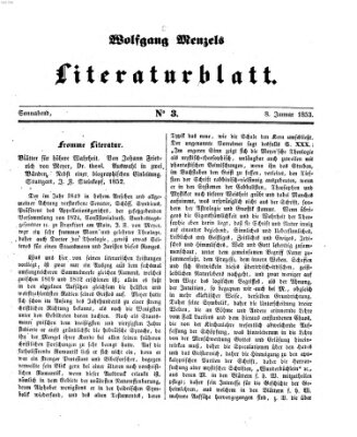 Literaturblatt (Morgenblatt für gebildete Stände) Samstag 8. Januar 1853