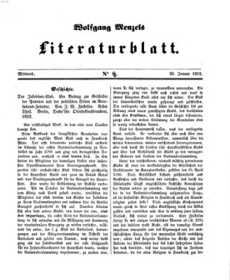 Literaturblatt (Morgenblatt für gebildete Stände) Mittwoch 26. Januar 1853