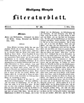 Literaturblatt (Morgenblatt für gebildete Stände) Mittwoch 2. März 1853