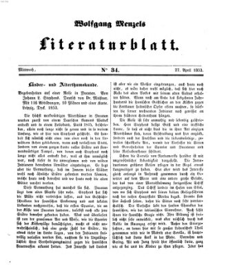 Literaturblatt (Morgenblatt für gebildete Stände) Mittwoch 27. April 1853