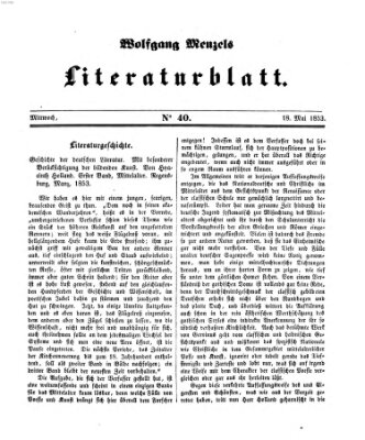 Literaturblatt (Morgenblatt für gebildete Stände) Mittwoch 18. Mai 1853