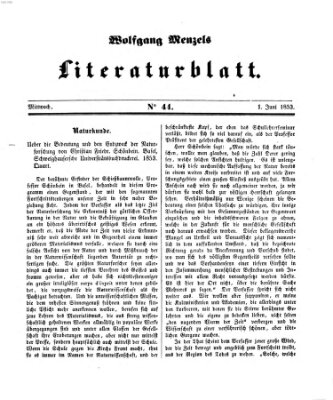 Literaturblatt (Morgenblatt für gebildete Stände) Mittwoch 1. Juni 1853