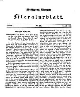 Literaturblatt (Morgenblatt für gebildete Stände) Mittwoch 13. Juli 1853