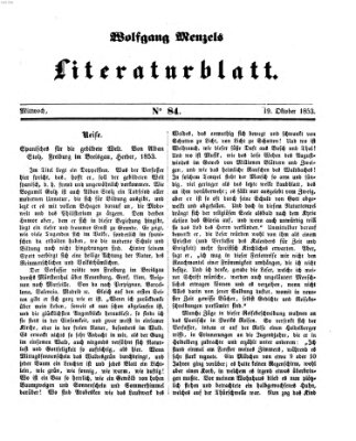 Literaturblatt (Morgenblatt für gebildete Stände) Mittwoch 19. Oktober 1853