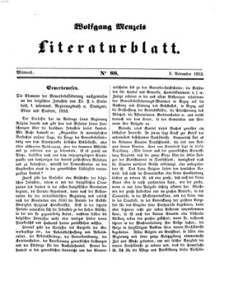 Literaturblatt (Morgenblatt für gebildete Stände) Mittwoch 2. November 1853