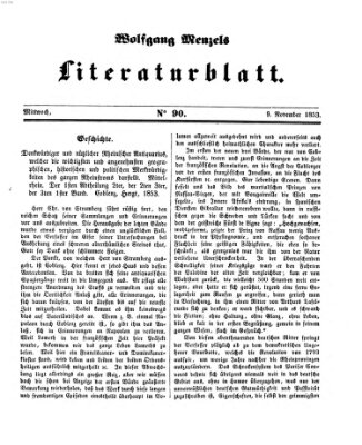 Literaturblatt (Morgenblatt für gebildete Stände) Mittwoch 9. November 1853