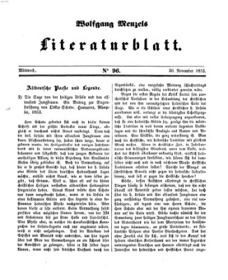 Literaturblatt (Morgenblatt für gebildete Stände) Mittwoch 30. November 1853