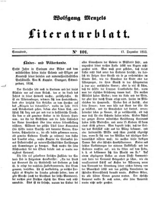 Literaturblatt (Morgenblatt für gebildete Stände) Samstag 17. Dezember 1853