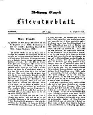 Literaturblatt (Morgenblatt für gebildete Stände) Samstag 31. Dezember 1853