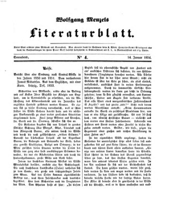 Literaturblatt (Morgenblatt für gebildete Stände) Samstag 14. Januar 1854