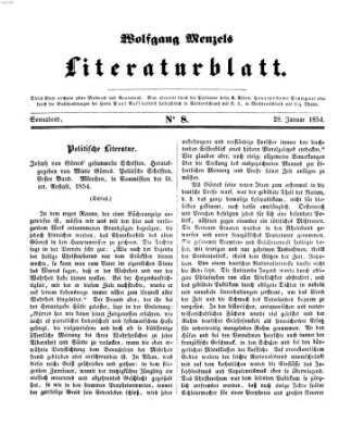 Literaturblatt (Morgenblatt für gebildete Stände) Samstag 28. Januar 1854