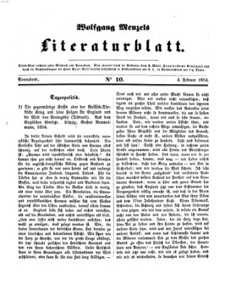 Literaturblatt (Morgenblatt für gebildete Stände) Samstag 4. Februar 1854