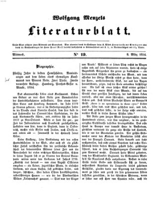 Literaturblatt (Morgenblatt für gebildete Stände) Mittwoch 8. März 1854