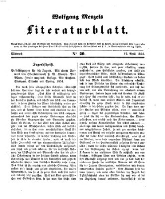 Literaturblatt (Morgenblatt für gebildete Stände) Mittwoch 12. April 1854