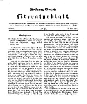 Literaturblatt (Morgenblatt für gebildete Stände) Mittwoch 19. April 1854