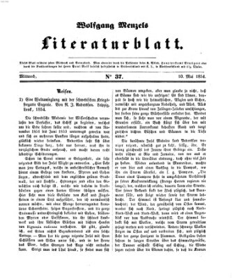 Literaturblatt (Morgenblatt für gebildete Stände) Mittwoch 10. Mai 1854