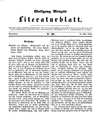 Literaturblatt (Morgenblatt für gebildete Stände) Samstag 13. Mai 1854