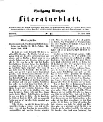 Literaturblatt (Morgenblatt für gebildete Stände) Mittwoch 24. Mai 1854