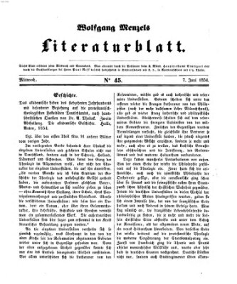 Literaturblatt (Morgenblatt für gebildete Stände) Mittwoch 7. Juni 1854