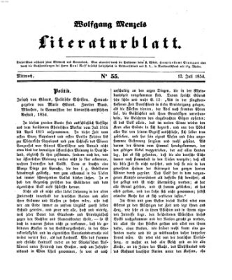 Literaturblatt (Morgenblatt für gebildete Stände) Mittwoch 12. Juli 1854