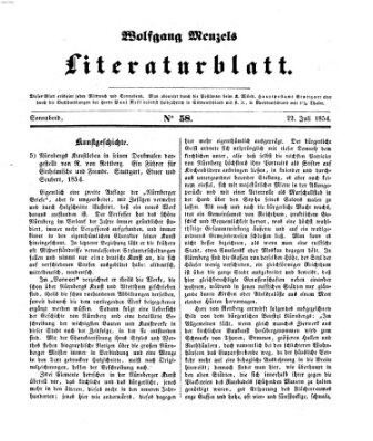 Literaturblatt (Morgenblatt für gebildete Stände) Samstag 22. Juli 1854