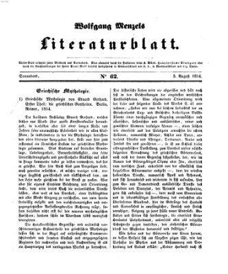 Literaturblatt (Morgenblatt für gebildete Stände) Samstag 5. August 1854