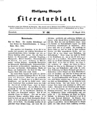 Literaturblatt (Morgenblatt für gebildete Stände) Samstag 19. August 1854