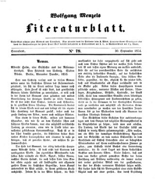 Literaturblatt (Morgenblatt für gebildete Stände) Samstag 30. September 1854