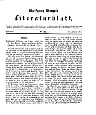 Literaturblatt (Morgenblatt für gebildete Stände) Samstag 21. Oktober 1854