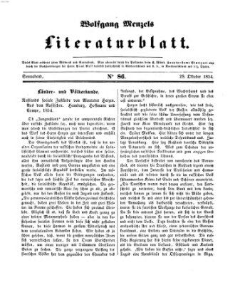 Literaturblatt (Morgenblatt für gebildete Stände) Samstag 28. Oktober 1854