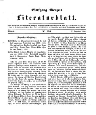 Literaturblatt (Morgenblatt für gebildete Stände) Mittwoch 27. Dezember 1854