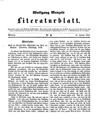 Literaturblatt (Morgenblatt für gebildete Stände) Mittwoch 31. Januar 1855