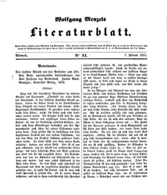 Literaturblatt (Morgenblatt für gebildete Stände) Mittwoch 7. Februar 1855