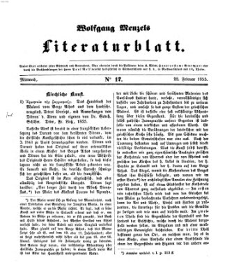 Literaturblatt (Morgenblatt für gebildete Stände) Mittwoch 28. Februar 1855