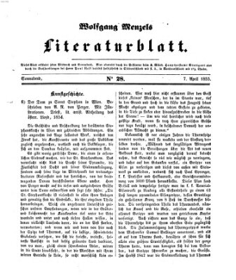 Literaturblatt (Morgenblatt für gebildete Stände) Samstag 7. April 1855