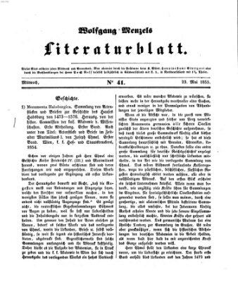 Literaturblatt (Morgenblatt für gebildete Stände) Mittwoch 23. Mai 1855