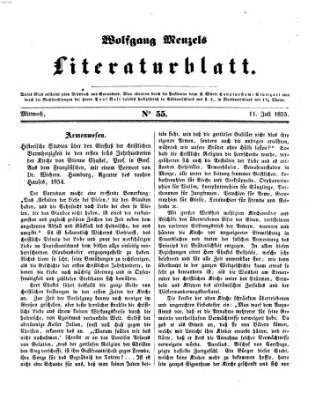 Literaturblatt (Morgenblatt für gebildete Stände) Mittwoch 11. Juli 1855