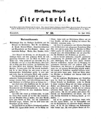 Literaturblatt (Morgenblatt für gebildete Stände) Samstag 14. Juli 1855