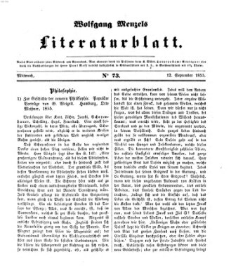 Literaturblatt (Morgenblatt für gebildete Stände) Mittwoch 12. September 1855